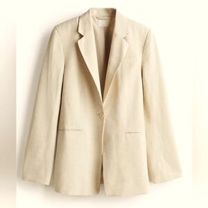 H&M Women's Light Beige Linen Blend Blazer